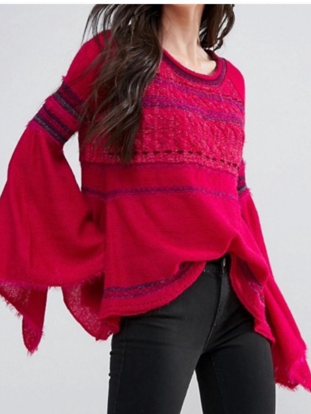 Free People Craft Time Fuchsia Sweater Size S